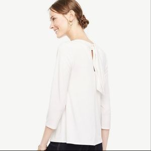 Ann Taylor Bow Back Blouse Workwear Ivory Fall
